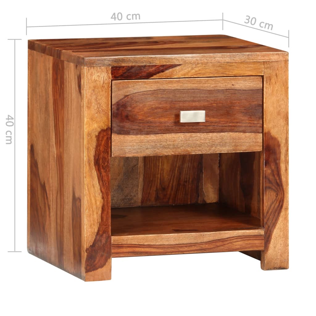 Nightstand With 1 Drawer Solid Sheesham Wood
