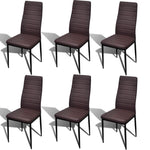 Dining Set Brown Slim Line Chair 6 pcs with 1 Glass Table