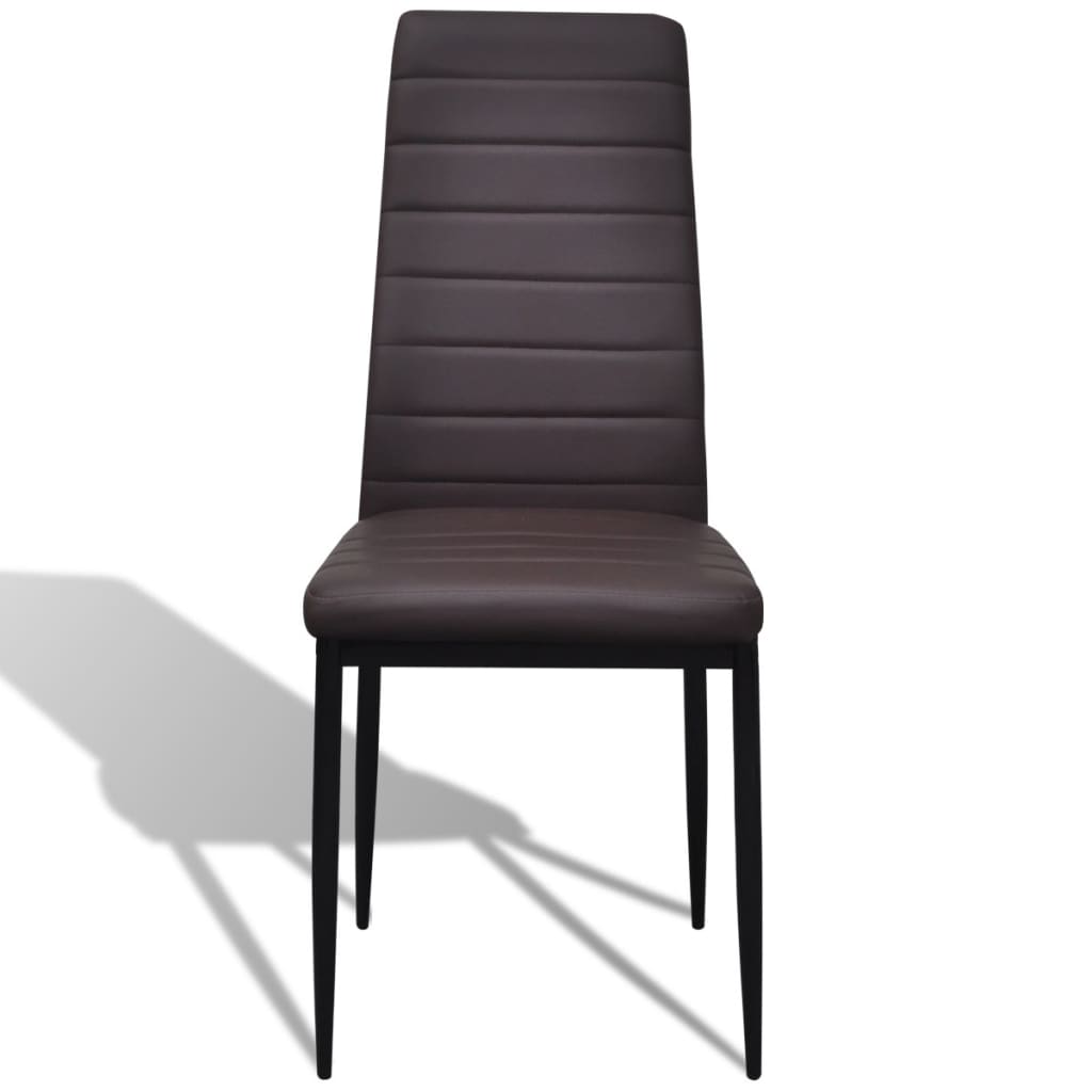Dining Set Brown Slim Line Chair 6 pcs with 1 Glass Table