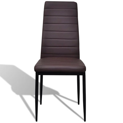 Dining Set Brown Slim Line Chair 6 pcs with 1 Glass Table