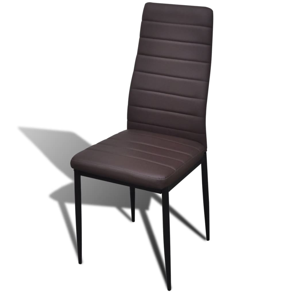 Dining Set Brown Slim Line Chair 6 pcs with 1 Glass Table