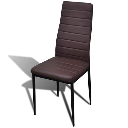 Dining Set Brown Slim Line Chair 6 pcs with 1 Glass Table