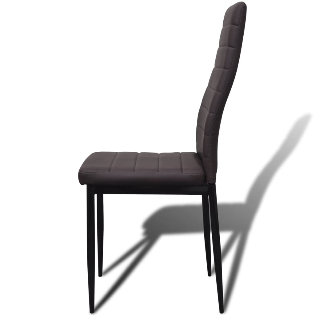 Dining Set Brown Slim Line Chair 6 pcs with 1 Glass Table