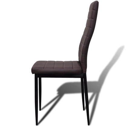 Dining Set Brown Slim Line Chair 6 pcs with 1 Glass Table