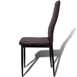 Dining Set Brown Slim Line Chair 6 pcs with 1 Glass Table