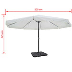 Aluminium Umbrella with Portable Base White