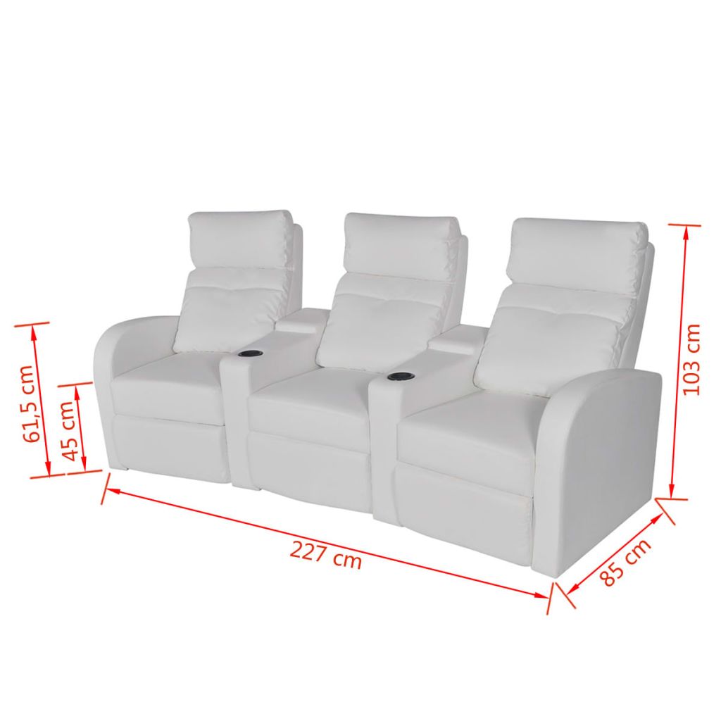 Recliner 3-seat Artificial Leather White