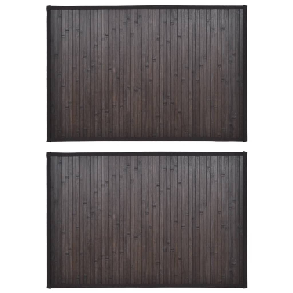 2 Bamboo Bath Mats 40 x 50 cm Dark Brown