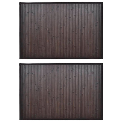 2 Bamboo Bath Mats 40 x 50 cm Dark Brown