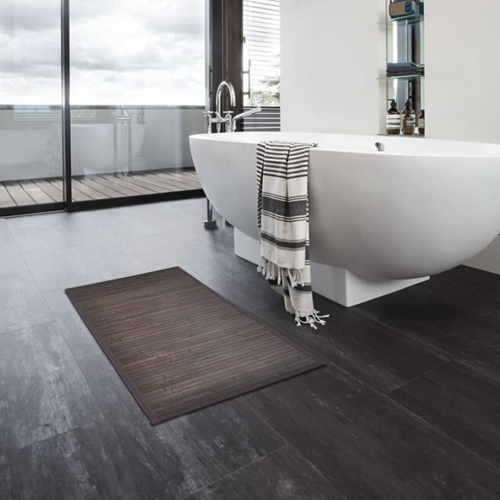 2 Bamboo Bath Mats 40 x 50 cm Dark Brown