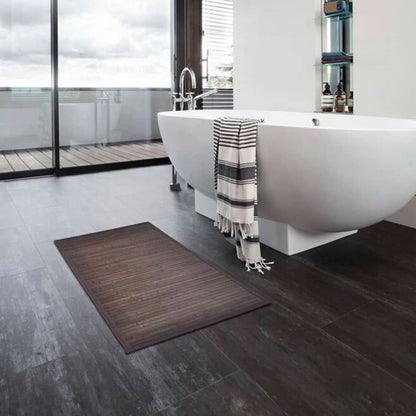 2 Bamboo Bath Mats 40 x 50 cm Dark Brown