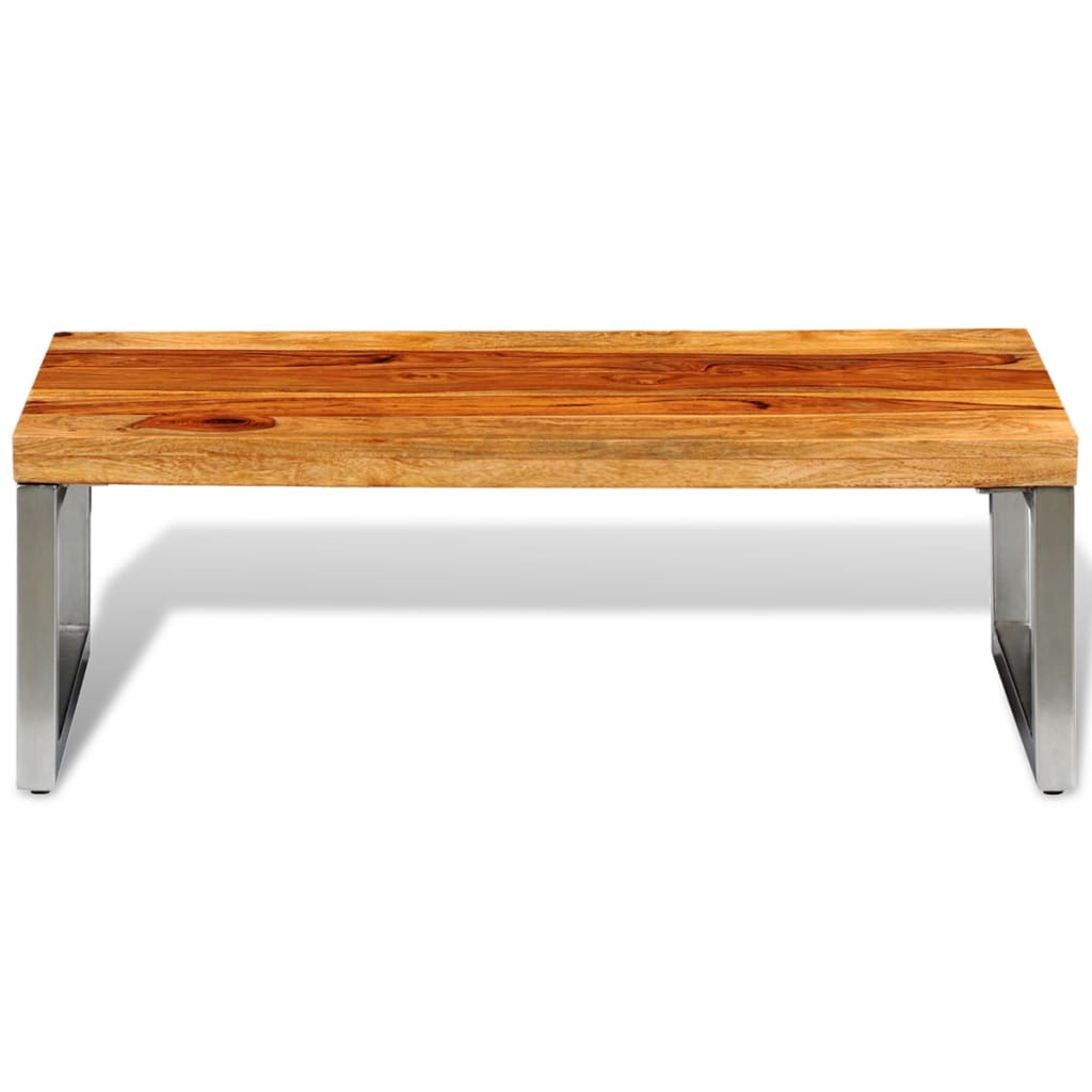 Solid Sheesham Wood Coffee Table With Steel Leg