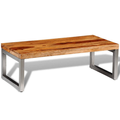 Solid Sheesham Wood Coffee Table With Steel Leg
