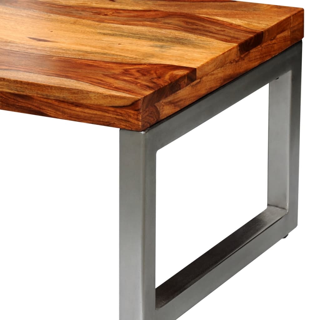 Solid Sheesham Wood Coffee Table With Steel Leg