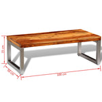 Solid Sheesham Wood Coffee Table with Steel Leg