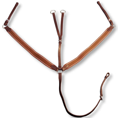 Leather Elastic Breastplate Martingale Adjustable Brown Cob