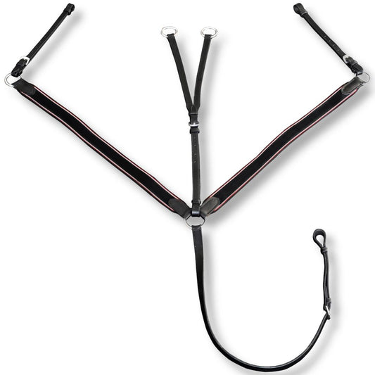 Leather Elastic Breastplate Martingale Adjustable Black Pony