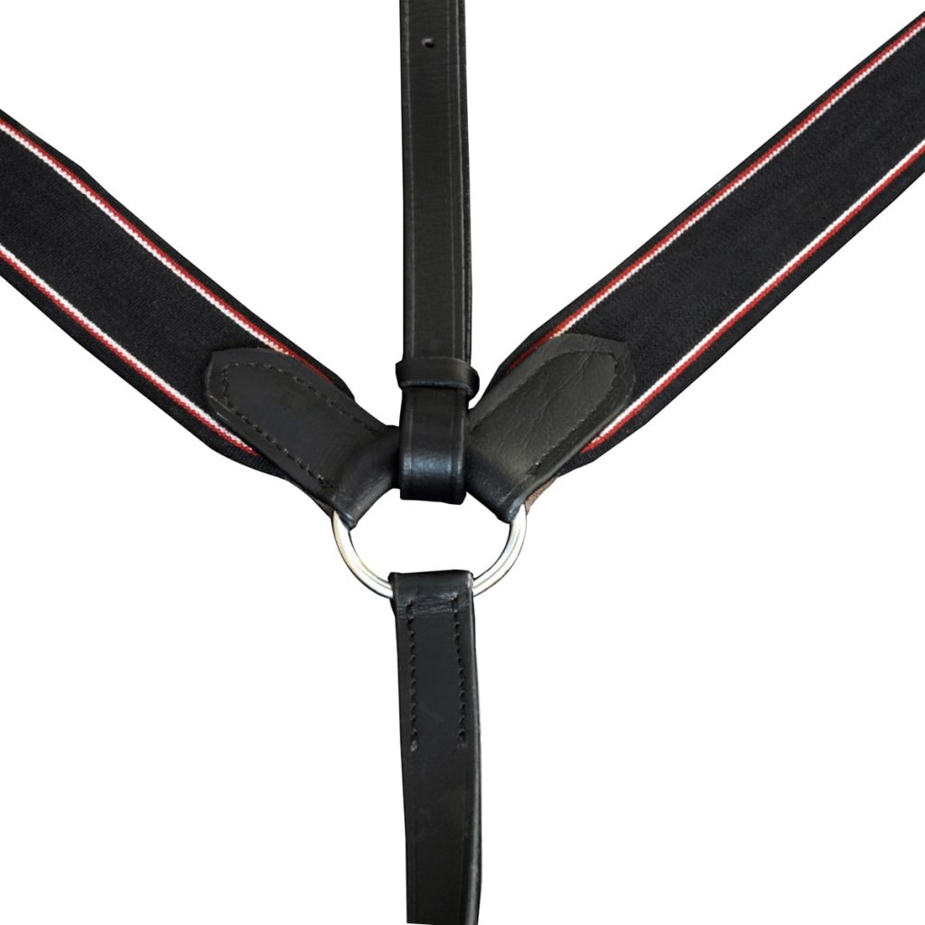 Leather Elastic Breastplate Martingale Adjustable Black Pony
