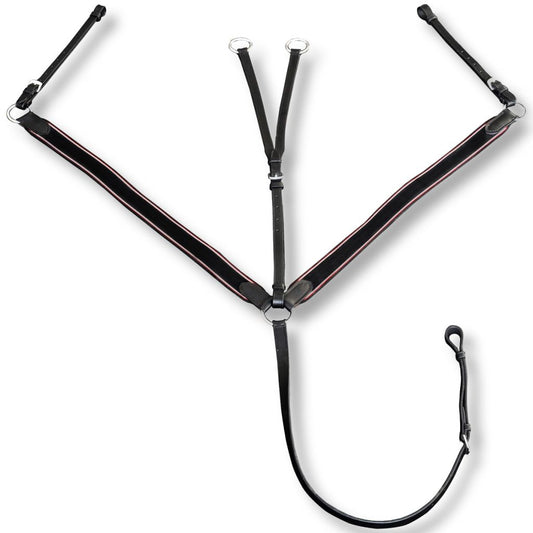 Leather Elastic Breastplate Martingale Adjustable Black Cob
