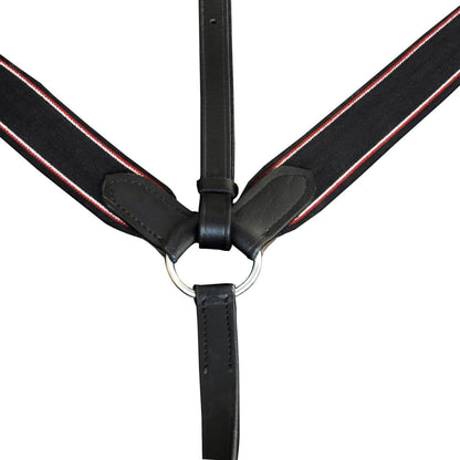 Leather Elastic Breastplate Martingale Adjustable Black Full