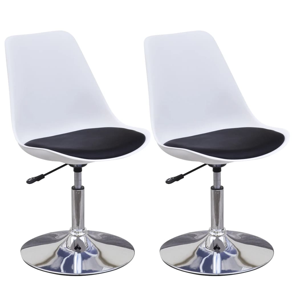 Swivel Dining Chairs 2 pcs White and Black Faux Leather