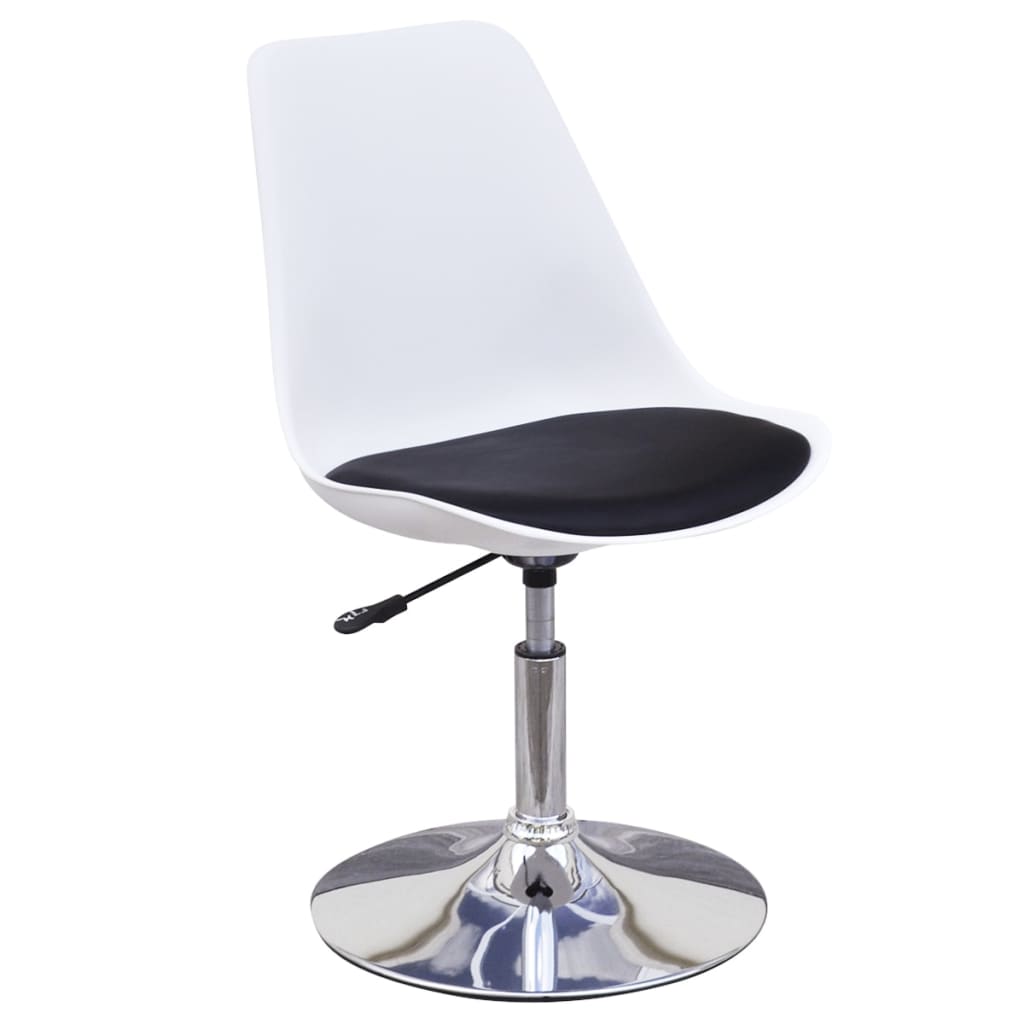 Swivel Dining Chairs 2 pcs White and Black Faux Leather