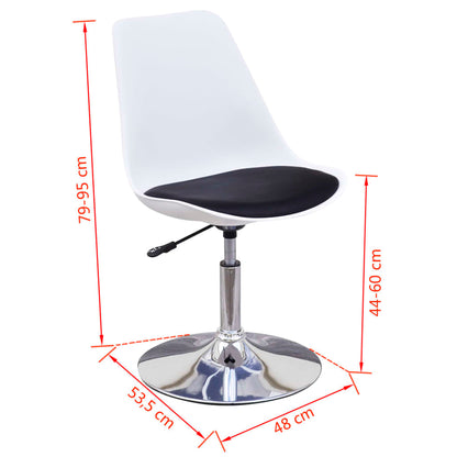 Swivel Dining Chairs 2 pcs White and Black Faux Leather
