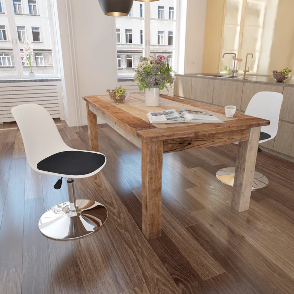 Swivel Dining Chairs 2 pcs White and Black Faux Leather
