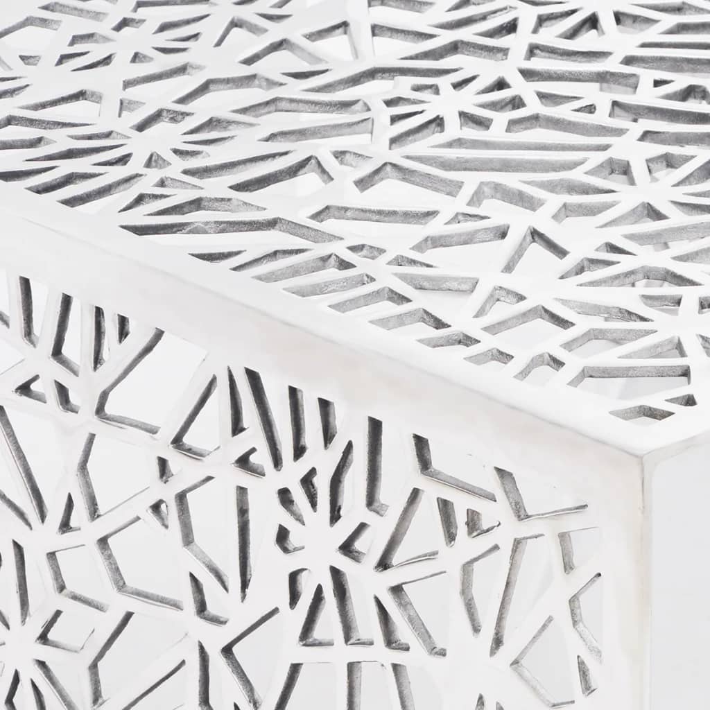 Coffee Table Silver Geometric Openwork Design Aluminium