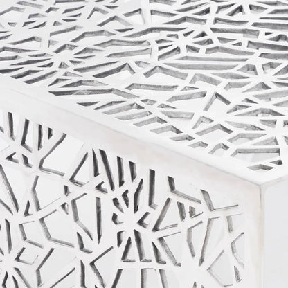 Coffee Table Silver Geometric Openwork Design Aluminium