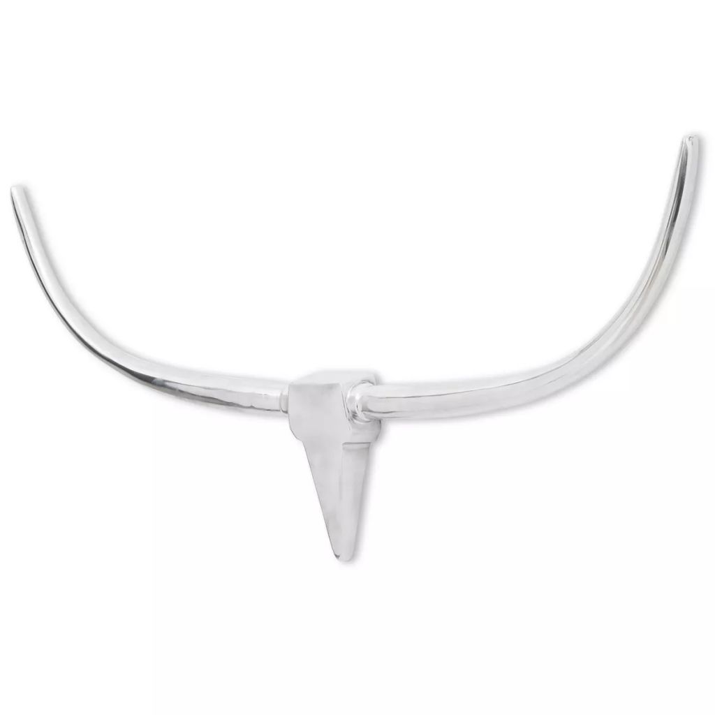 Wall Mounted Aluminium Bullâ€™s Head Decoration Silver 125 cm