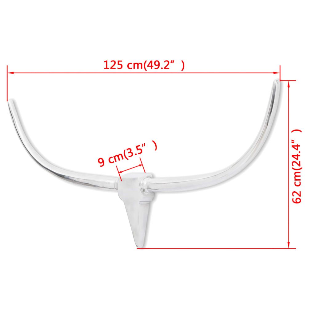 Wall Mounted Aluminium Bullâ€™s Head Decoration Silver 125 cm