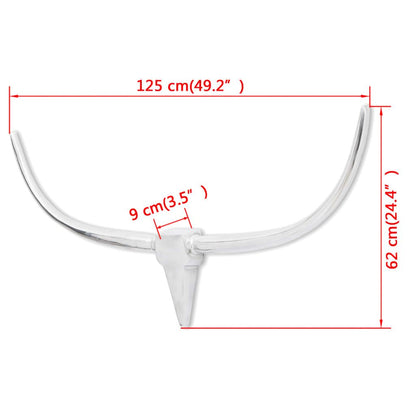 Wall Mounted Aluminium Bullâ€™s Head Decoration Silver 125 cm