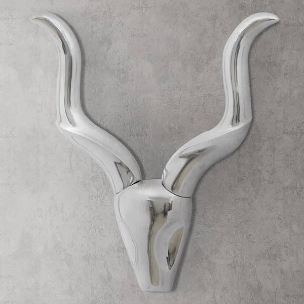  Wall Mounted Aluminium Gazelle's Head Decoration Silver 50 cm
