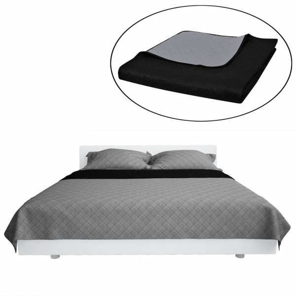  Double-sided Quilted Bedspread--Black/Grey