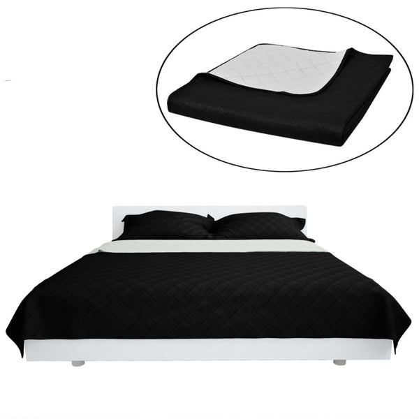  Double-sided Quilted Bedspread (Black/White)