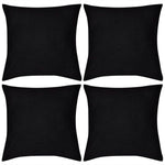 4 Cushion Covers Cotton Black