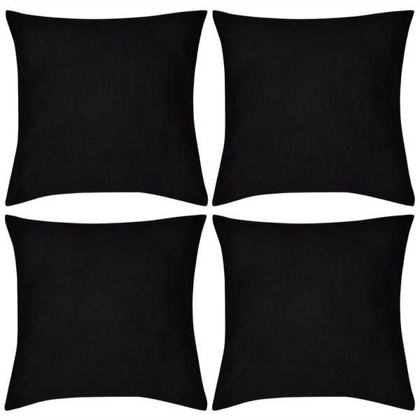  4 Cushion Covers Cotton Black