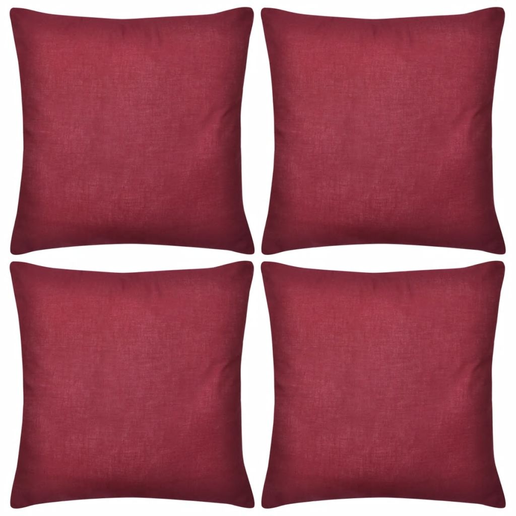 4 Burgundy Cushion Covers Cotton 40 x 40 cm