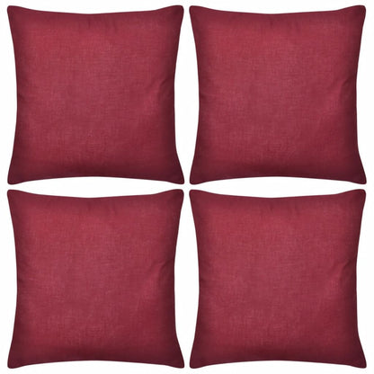 4 Burgundy Cushion Covers Cotton 40 x 40 cm