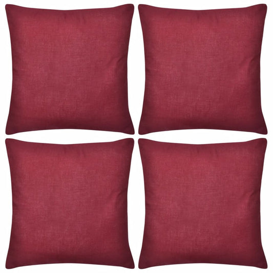 4 Burgundy Cushion Covers Cotton 40 x 40 cm