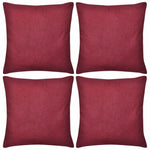4 Cushion Covers Cotton--Burgundy