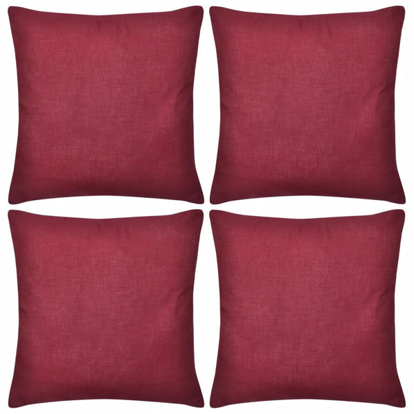  4 Cushion Covers Cotton--Burgundy