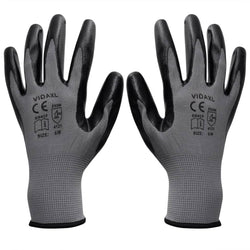 Work Gloves Nitrile 24 Pairs Grey and Black Size 9/L