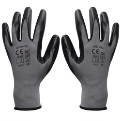 Work Gloves Nitrile 24 Pairs Grey and Black Size 10/XL