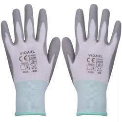 Work Gloves PU 24 Pairs White and Grey Size 8/M
