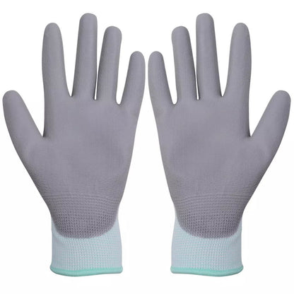 Work Gloves PU 24 Pairs White and Grey Size 8/M