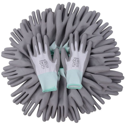 Work Gloves PU 24 Pairs White and Grey Size 8/M