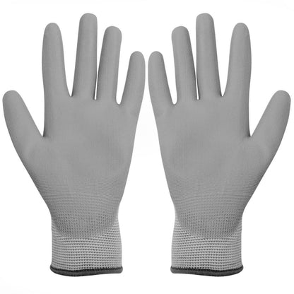 Work Gloves PU 24 Pairs White and Grey Size 9/L