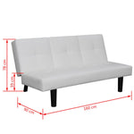 Sofa Bed with Drop-Down Table Artificial Leather White